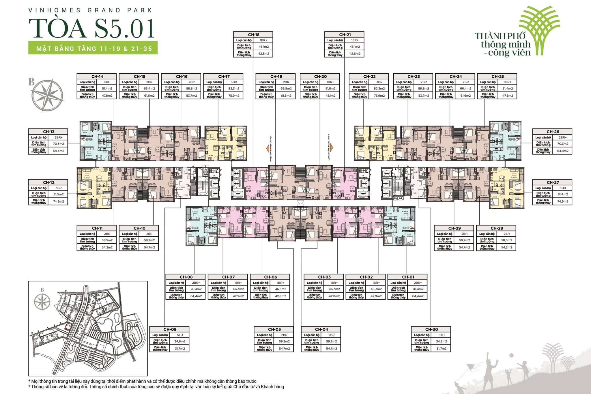 Mặt bằng tầng 11-19 & 21-35 tòa S5.01 Khu The Rainbow Vinhomes Hạ Long