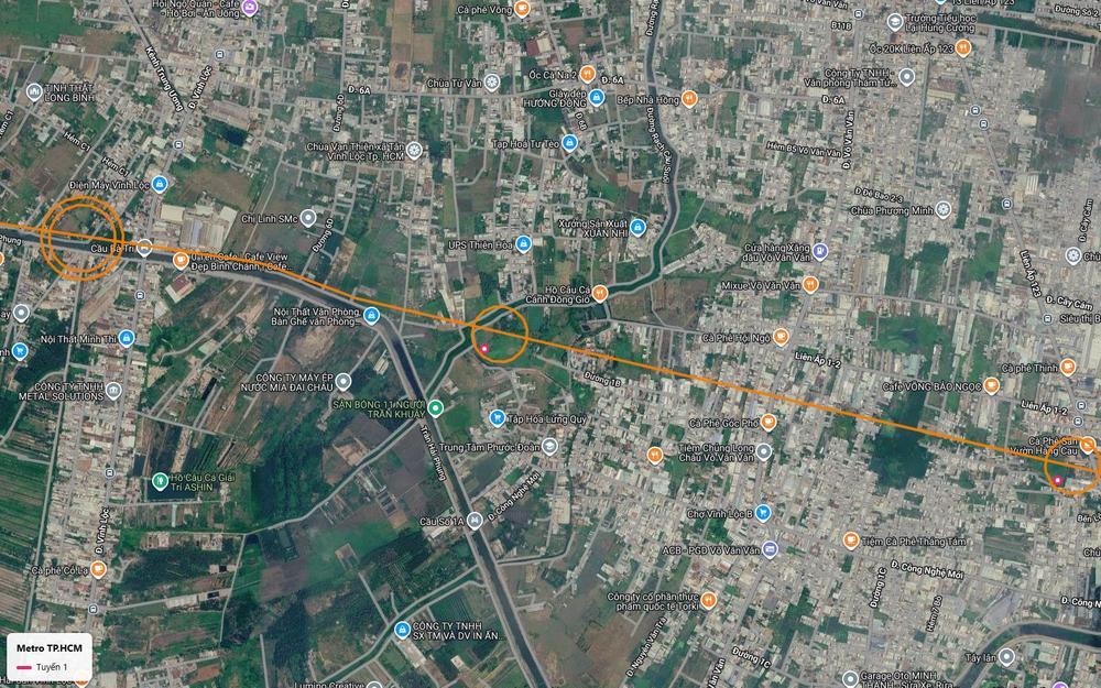 Tuyến metro số 1 TP.HCM cắt chéo khu dân cư Vĩnh Lộc B giữa Đường 1B, Liên Ấp 1-2 và trục Võ Văn Vân