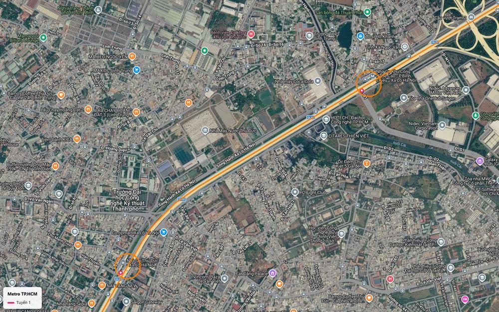 Tuyến metro số 1 TP.HCM tại ga Khu Công nghệ cao gần nhà máy Coca-Cola, Nidec và nhà máy nước Thủ Đức ở Linh Trung