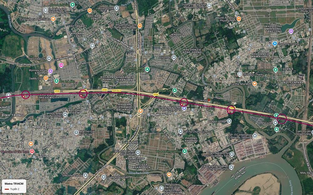 Tuyến metro số 2 TP.HCM qua Long Trường và Phú Hữu thành phố Thủ Đức, gần cảng container SP-ITC và trục Võ Chí Công