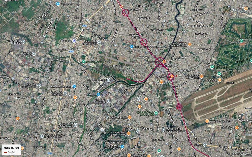 Toàn cảnh depot Tham Lương và tuyến metro số 2 TP.HCM dọc Trường Chinh cạnh kênh Tham Lương, gần Celadon City và Aeon Mall Tân Phú