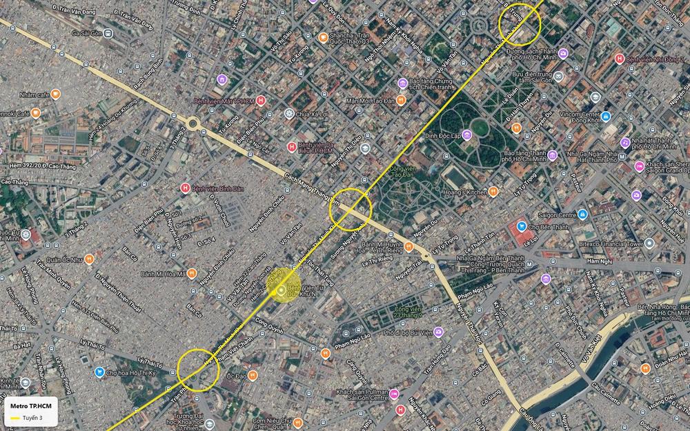 Tuyến metro số 3 TP.HCM đi ngầm dưới Nguyễn Thị Minh Khai qua Tao Đàn, Dinh Độc Lập, gần ga ngầm Bến Thành