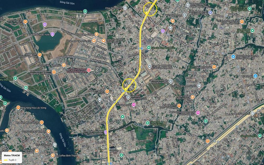 Hai nhà ga tuyến metro số 3 TP.HCM trên Quốc lộ 13 đoạn Hiệp Bình Chánh, cạnh khu đô thị Vạn Phúc City