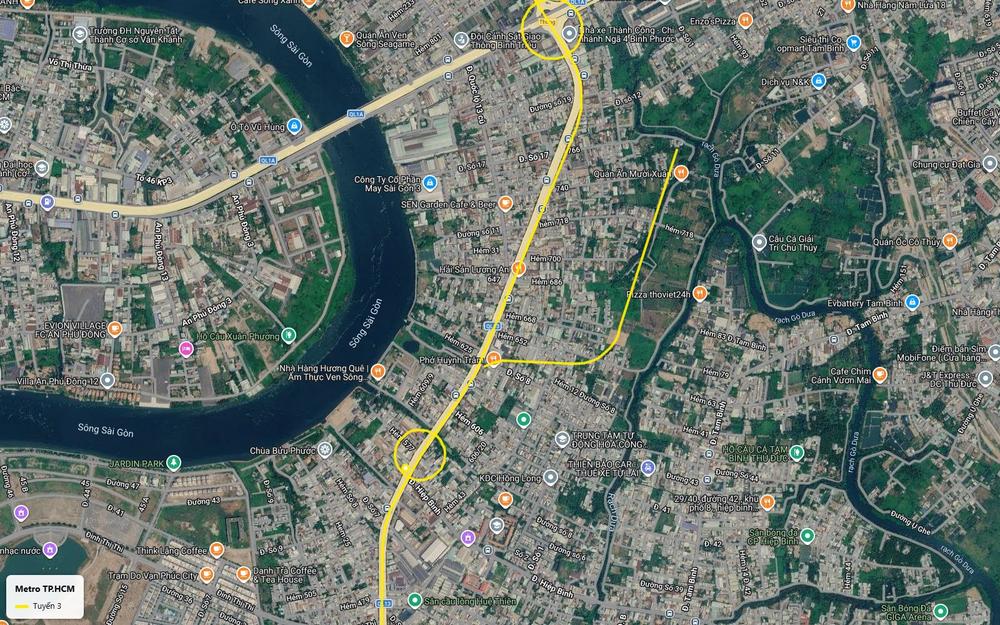 Tuyến metro số 3 TP.HCM ở đoạn cuối Quốc lộ 13, tiến về ga ngã tư Bình Phước gần chợ đầu mối Thủ Đức