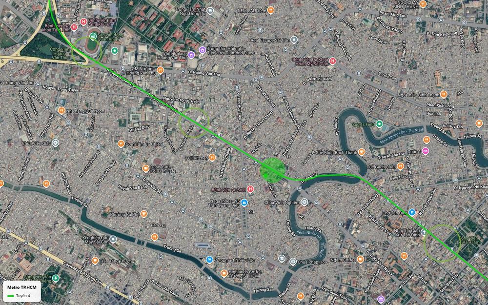 Tuyến metro số 4 đi qua Phú Nhuận theo Nguyễn Văn Trỗi, vượt kênh Nhiêu Lộc Thị Nghè gần chùa Vĩnh Nghiêm