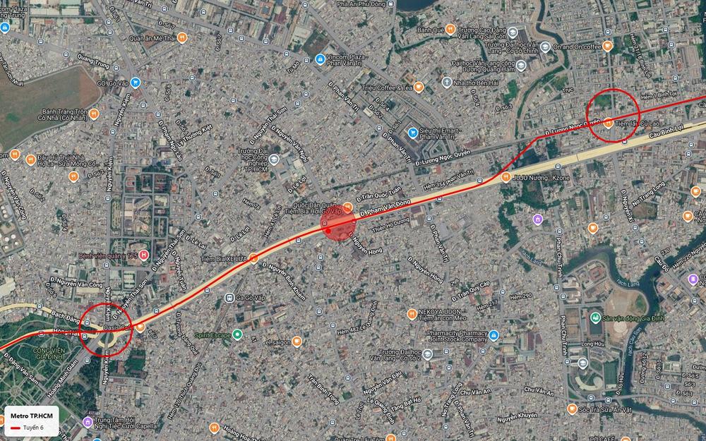 Tuyến metro số 6 chạy dọc đại lộ Phạm Văn Đồng qua Gò Vấp gần Đại học Văn Lang và đầu cầu Bình Lợi