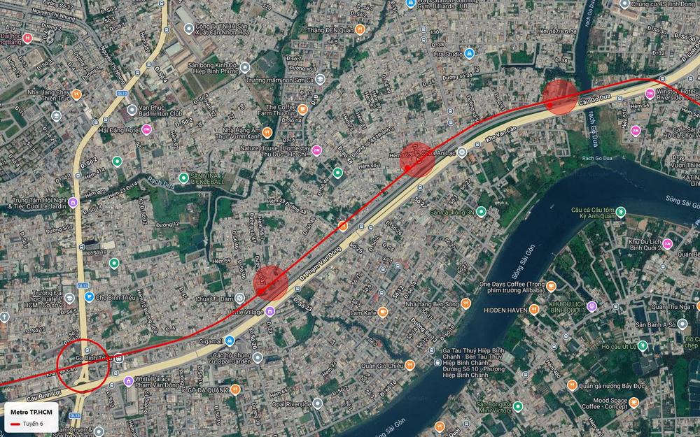 Ba nhà ga tuyến metro số 6 đoạn Hiệp Bình Chánh Thủ Đức trên Phạm Văn Đồng Kha Vạn Cân và đầu cầu Gò Dưa