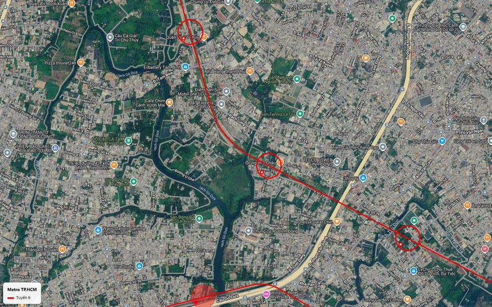 Nhánh Bắc tuyến metro số 6 qua Hẻm 39 Linh Đông và đường Tam Bình men rạch Gò Dưa Thủ Đức