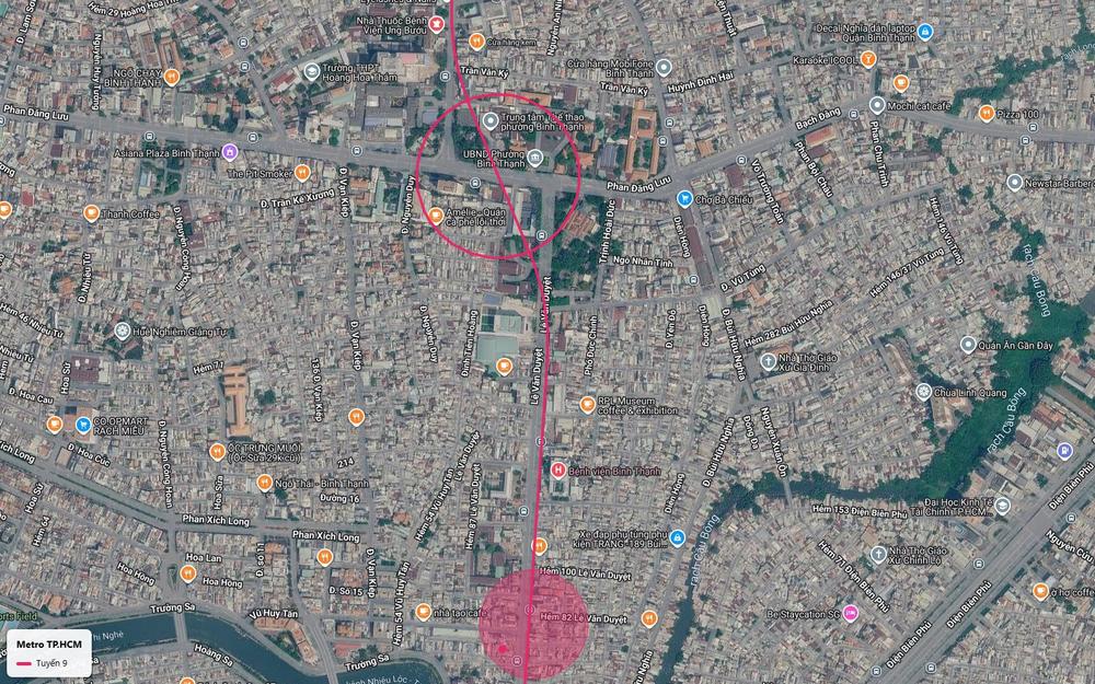 Ga trung chuyển tuyến metro số 9 gần UBND phường Bình Thạnh, chợ Bà Chiểu và đường Lê Văn Duyệt