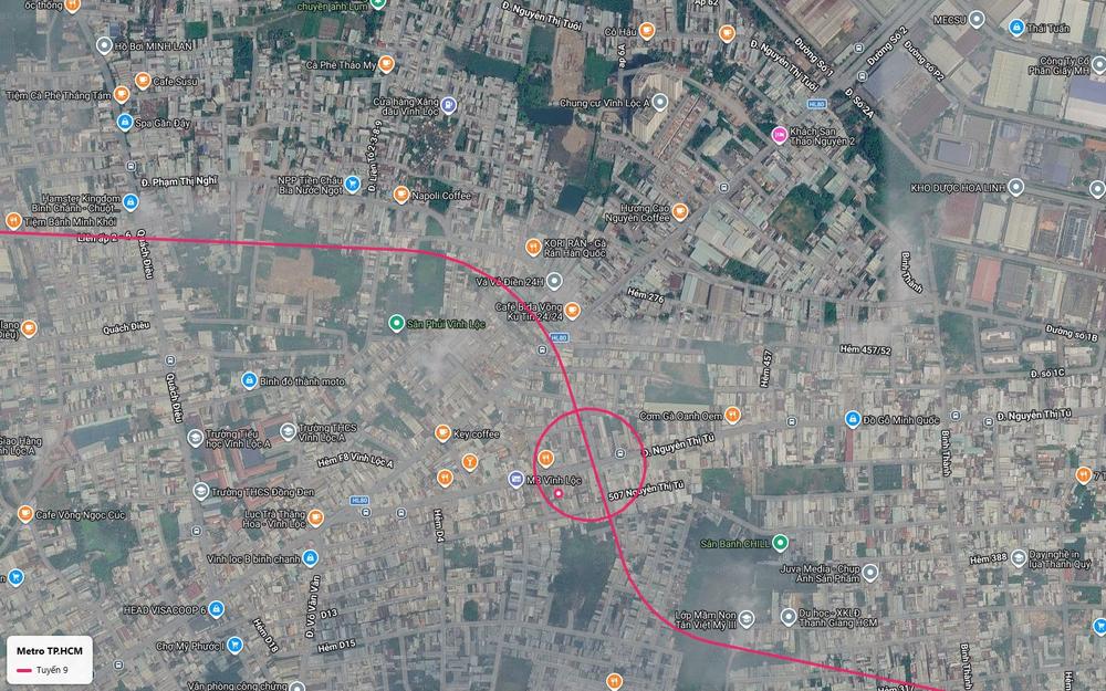 Nhà ga tuyến metro số 9 tại giao Nguyễn Thị Tú và Hương lộ 80 khu Vĩnh Lộc A đang đô thị hóa