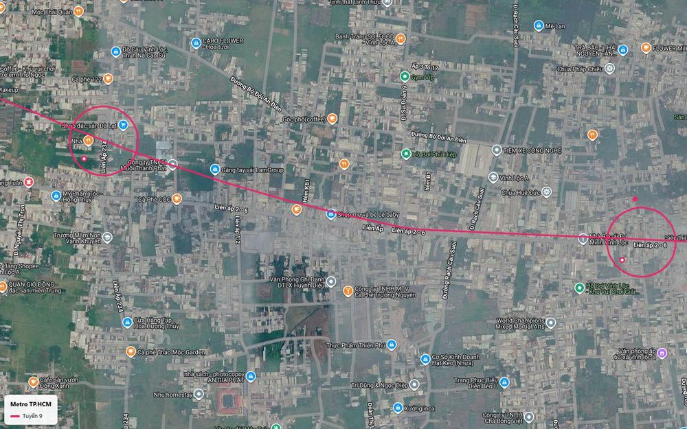 Hai nhà ga tuyến metro số 9 trên trục Liên ấp 2-6 khu Liên Ấp 234 và đường Rạch Cầu Suối Bình Chánh